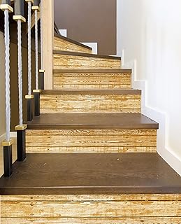 AMAZING WALL Home Faux Natural Wood Grain Printed Staircase Risers Stairs Self Adhesive Decoration Mural Wall Sticker Set 6 PCS