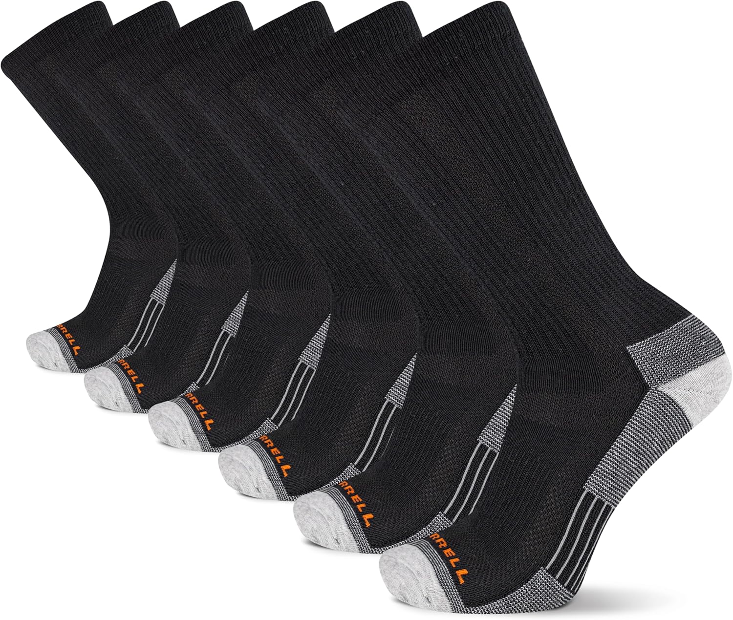 Merrell Men's and Women's Recycled Cushioned Crew Socks-6 & 12 Pairs-Hiking Arch Support