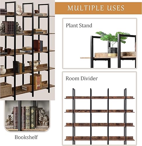 Miniatura 5 de Estantería de 5 niveles, estilo industrial moderno, organizador de almacenamiento y exhibición abierta para sala de estar, oficina en casa