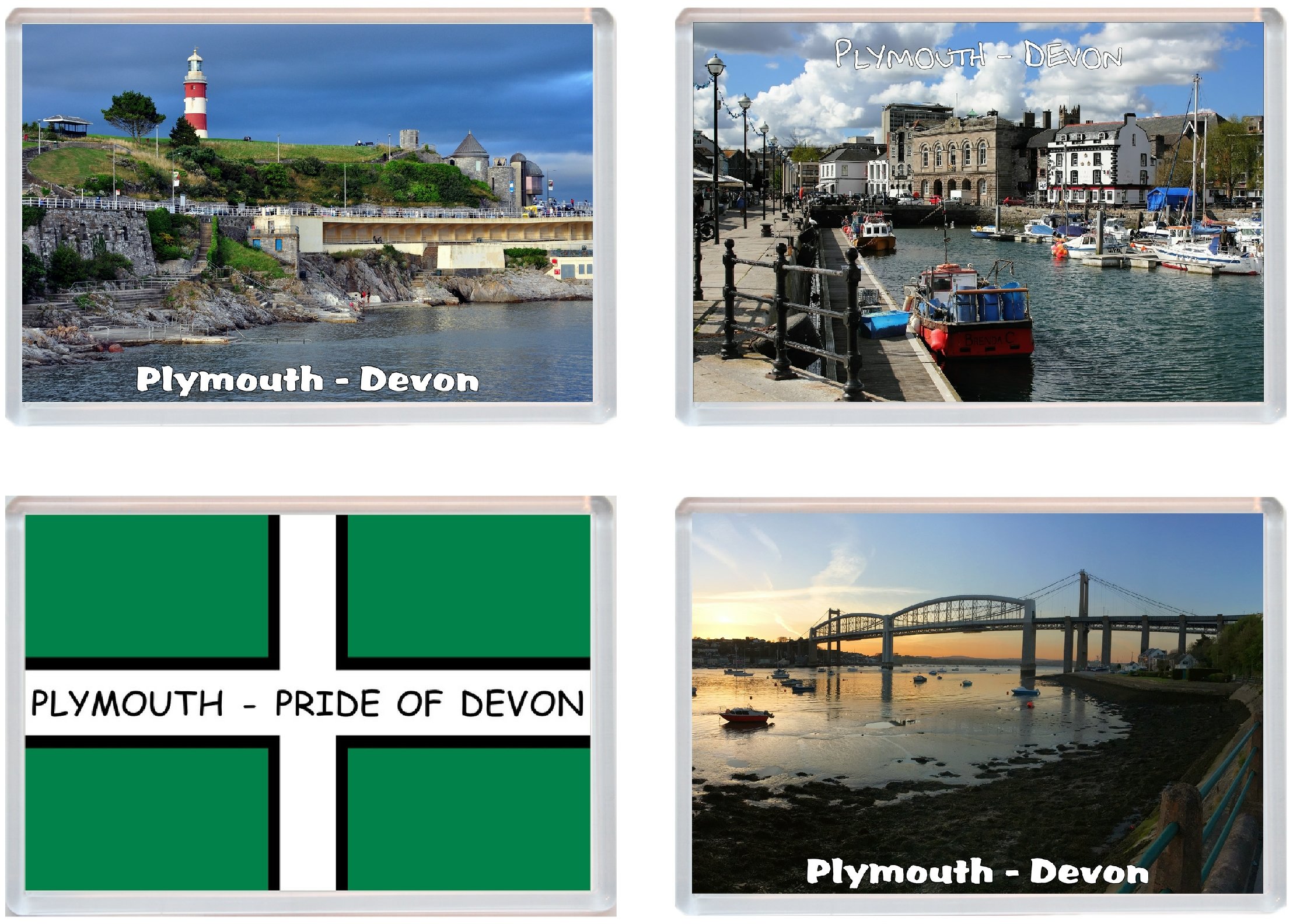 Plymouth - Devon - 4 PACK - Jumbo Fridge Magnet/Magnets