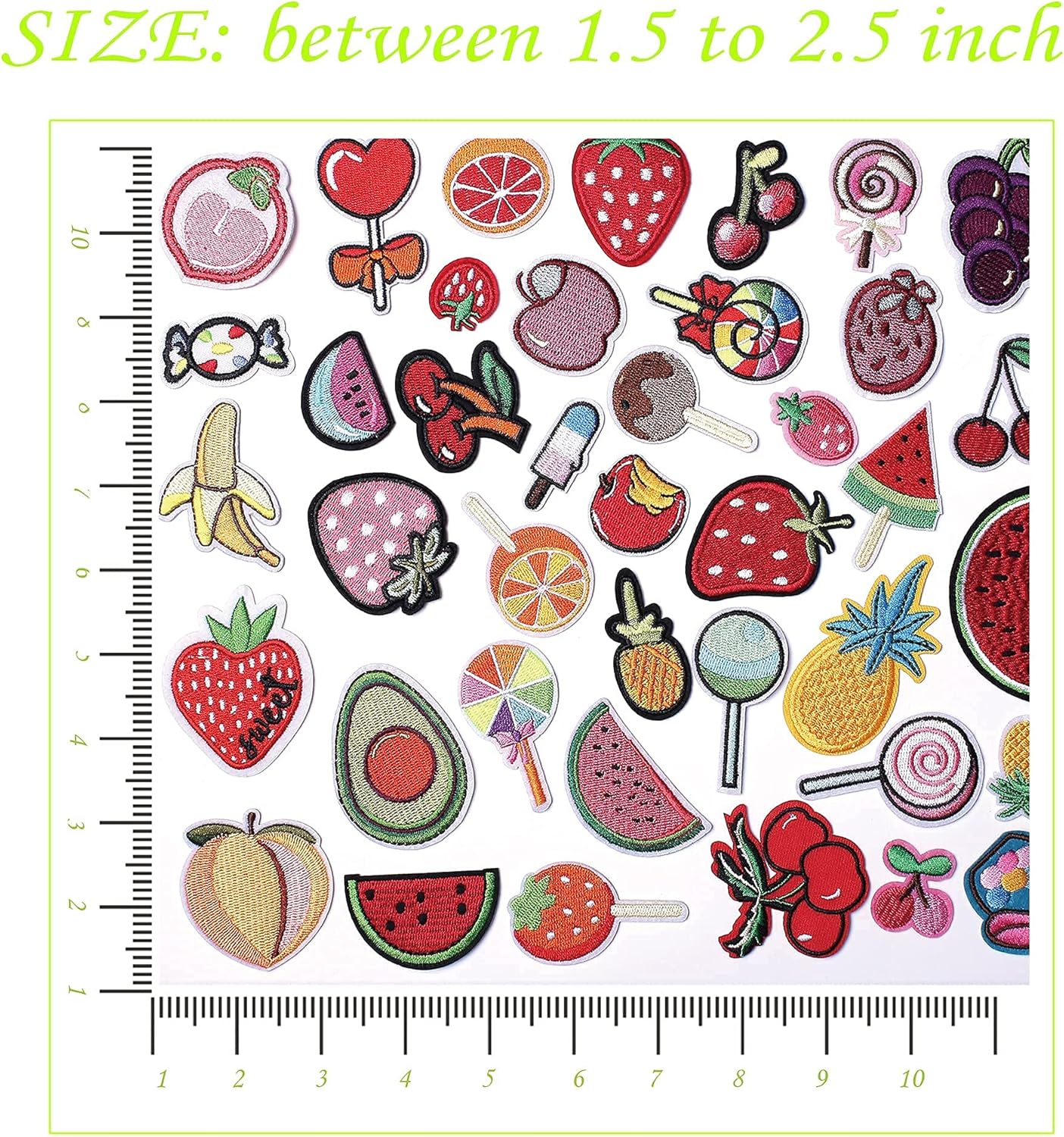 Harsgs 60pcs Random Assorted Styles Embroidered Patches with Embroidered Fruit Patches