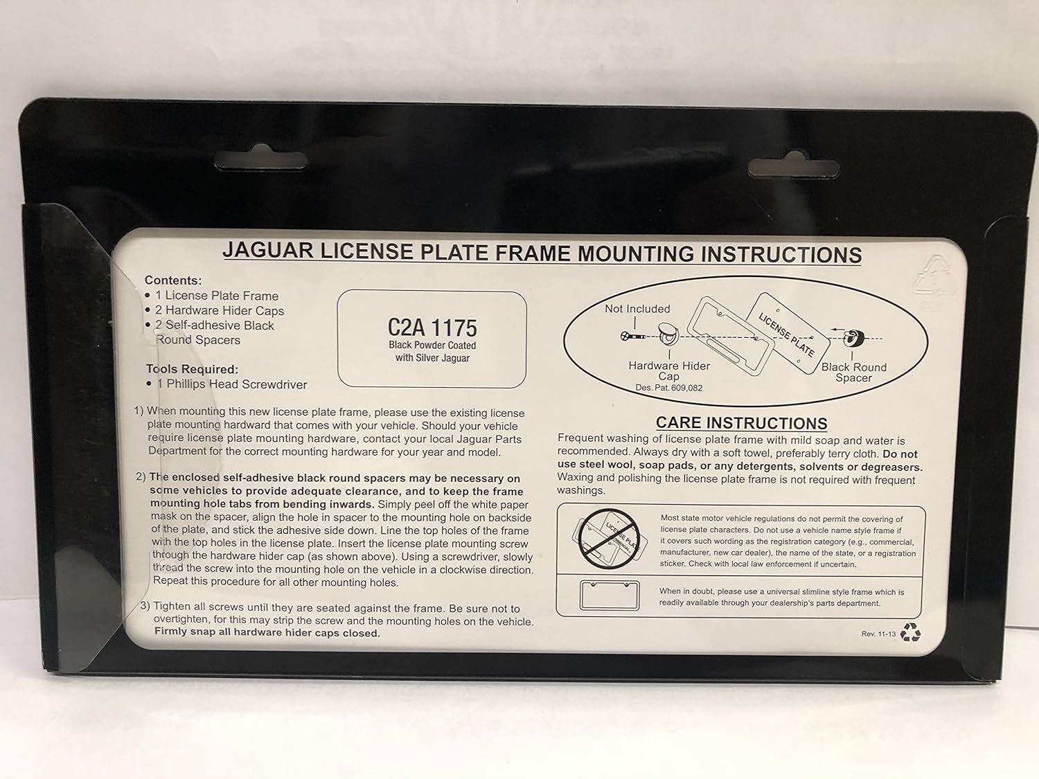 Jaguar GENUINE BLACK LICENSE PLATE FRAME