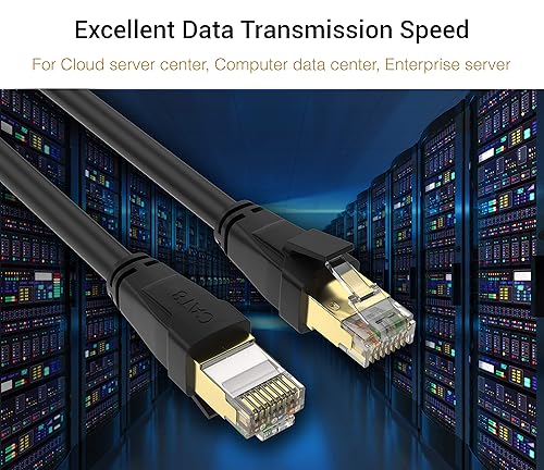 Miniatura 5 de BlueRigger Cable Ethernet CAT 8  10 pies regular (RJ45, 40 Gbps, 2000 MHz, cable de Internet CAT8) Cable de red LAN de alta velocidad  Compatible