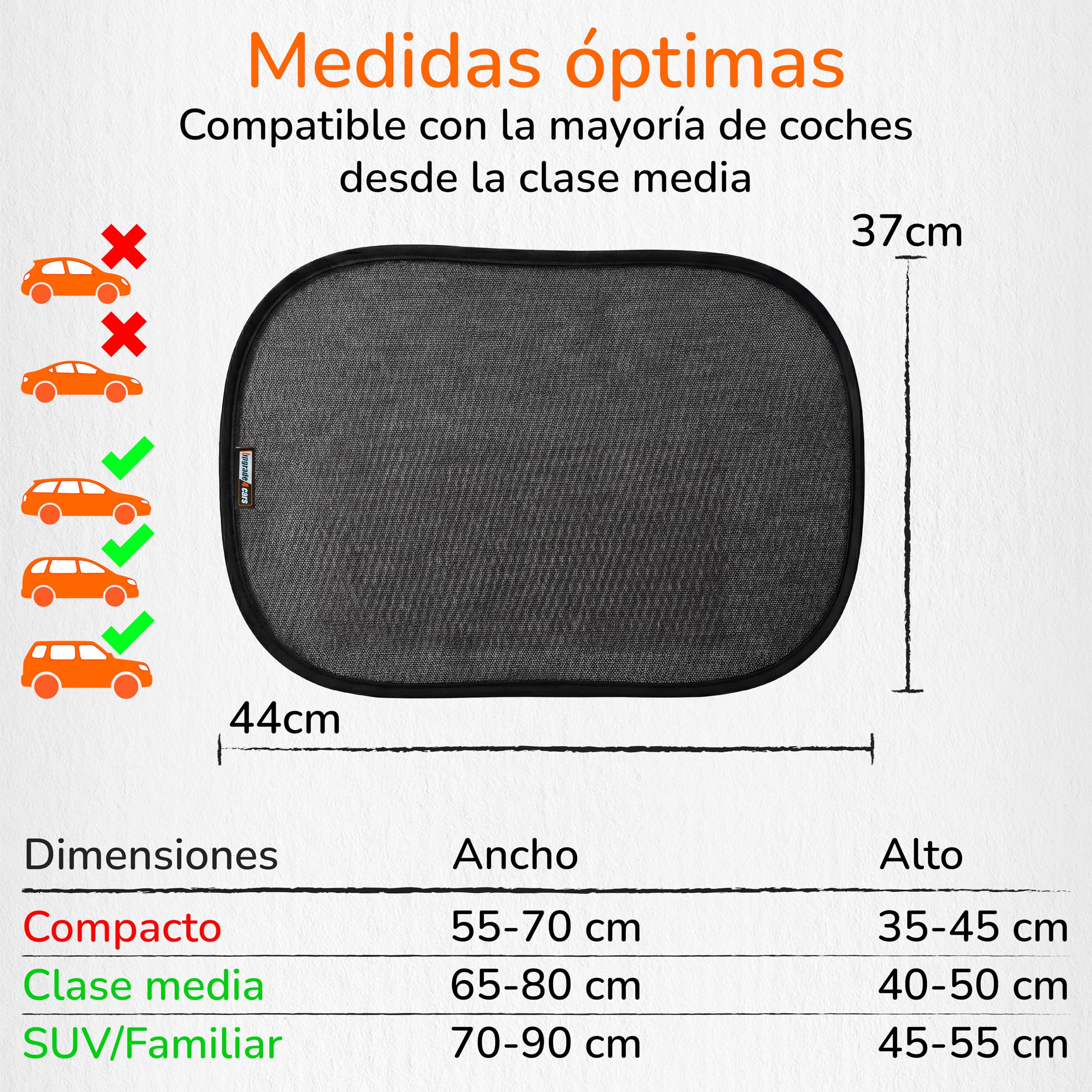 Upgrade4cars 2 x Parasol Coche Bebe con Protección UV | Protector Solar Autoadhesivo para Ventana Lateral Trasero | Interior Ventanas Laterales Niños