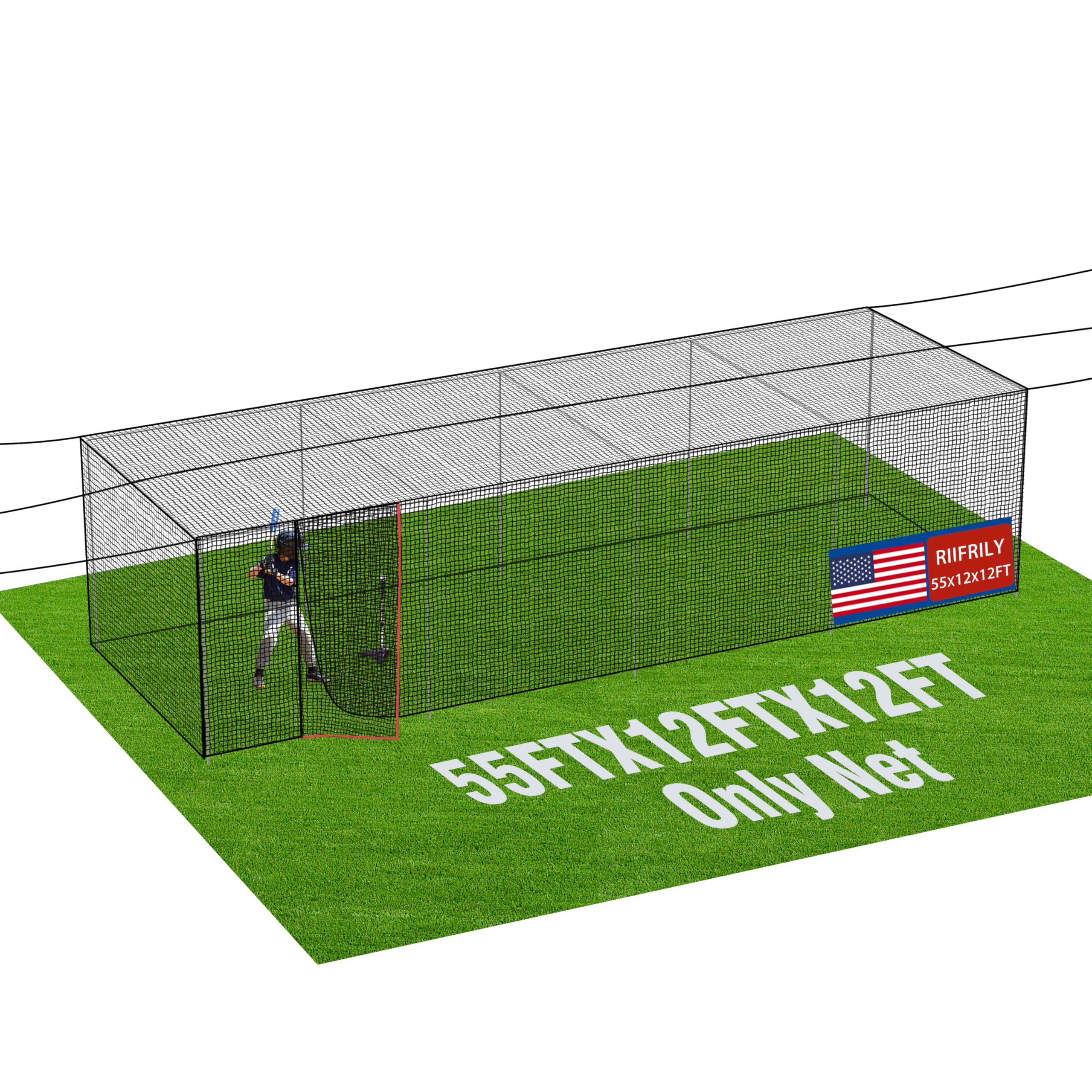 Photo 1 of Heavy Duty Baseball Batting Cage Nets,ONLY NET,45#Baseball and Softball Cage Netting,35'/55' Fits Backyard or Team Training