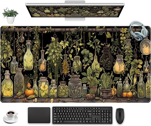 Miniatura 18 de Alfombrilla de escritorio de plantas verdes para juegos, alfombrilla de escritorio extra grande, alfombrilla de mouse de escritorio XXL, alfombrilla