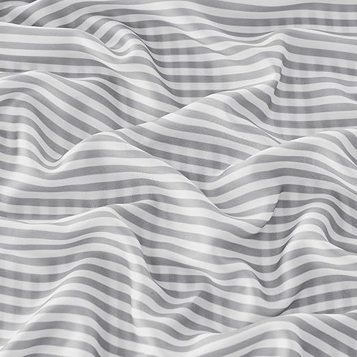 DOZ Flat Sheet, 100% Viscose derived from Bamboo, Organically Grown, Buttery Soft, Cooling Sheets, High GSM, 1 Top Sheet Only (Stripe, King/Cal King)
