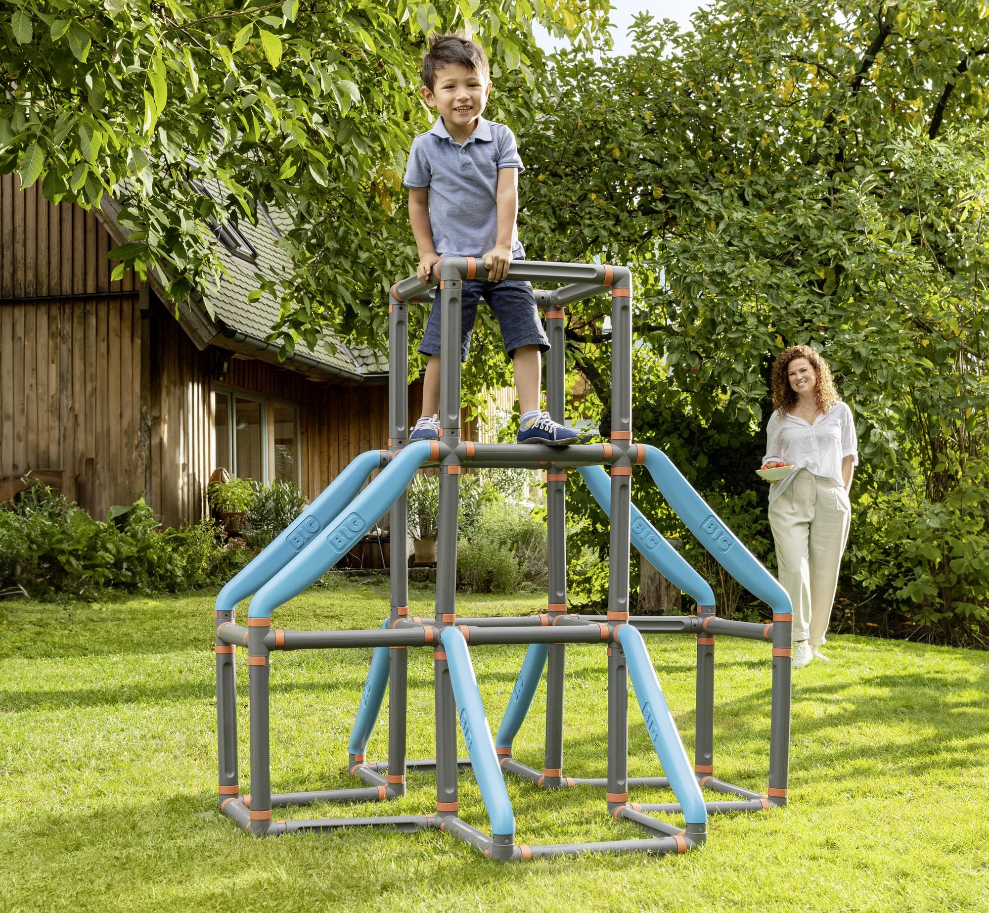 Big Kraxxl The Tower Kletterturm - Klettergerüst Outdoor für Kinder von 3-7 Jahre (max. 100 kg) - Spielturm zum Klettern auf 3 Etagen, 184 Teile mit innovativem klick-System, 140 x 140 x 140 cm