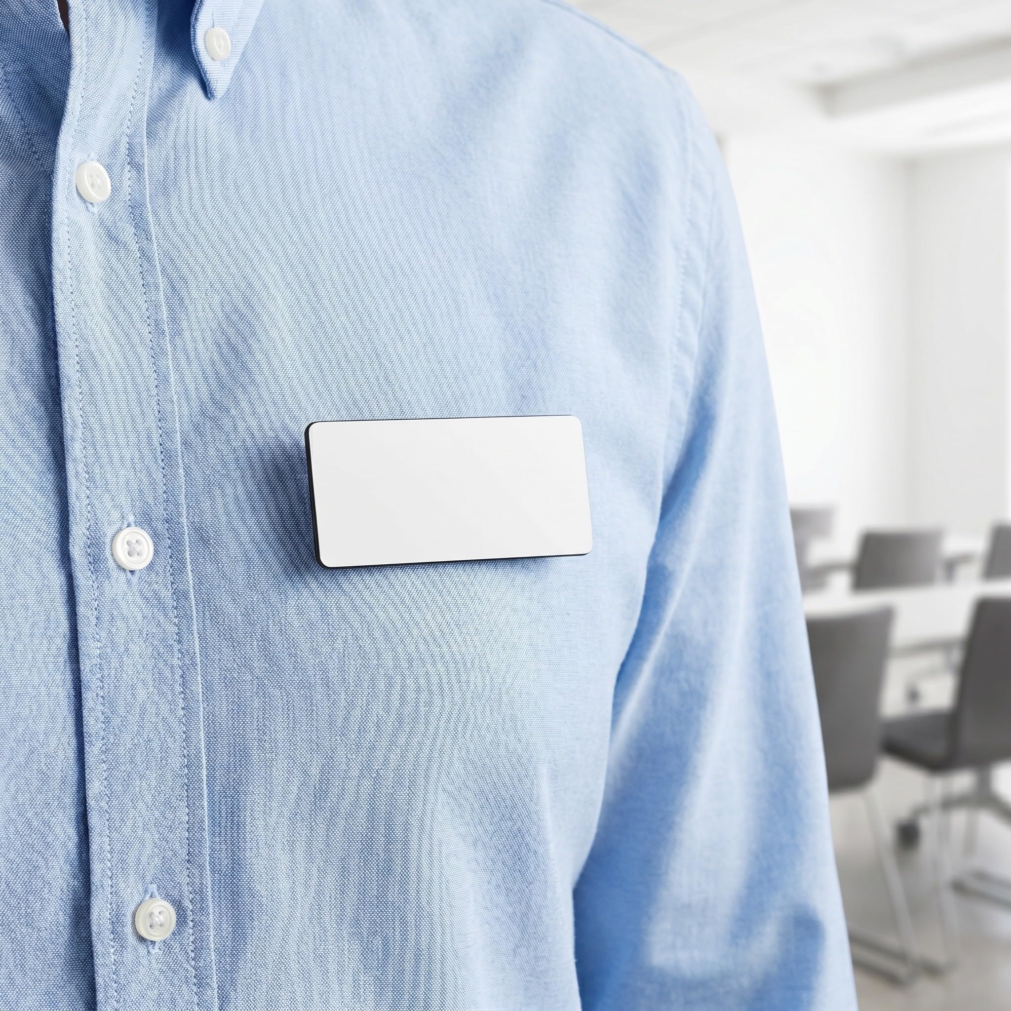 Zerodeko 24 set di badge nominativi vuoti fai-da-te con spilla di supporto - Targhette nominative per dipendenti e volontari - Badge identificativi a sublimazione da 3x1,5" per luogo di lavoro o