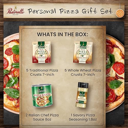 Miniatura 2 de Pastorelli Juego de regalo de pizza personal, incluye 5 cortezas de pizza de trigo integral de 7 pulgadas, 5 cortezas de pizza tradicionales de 7