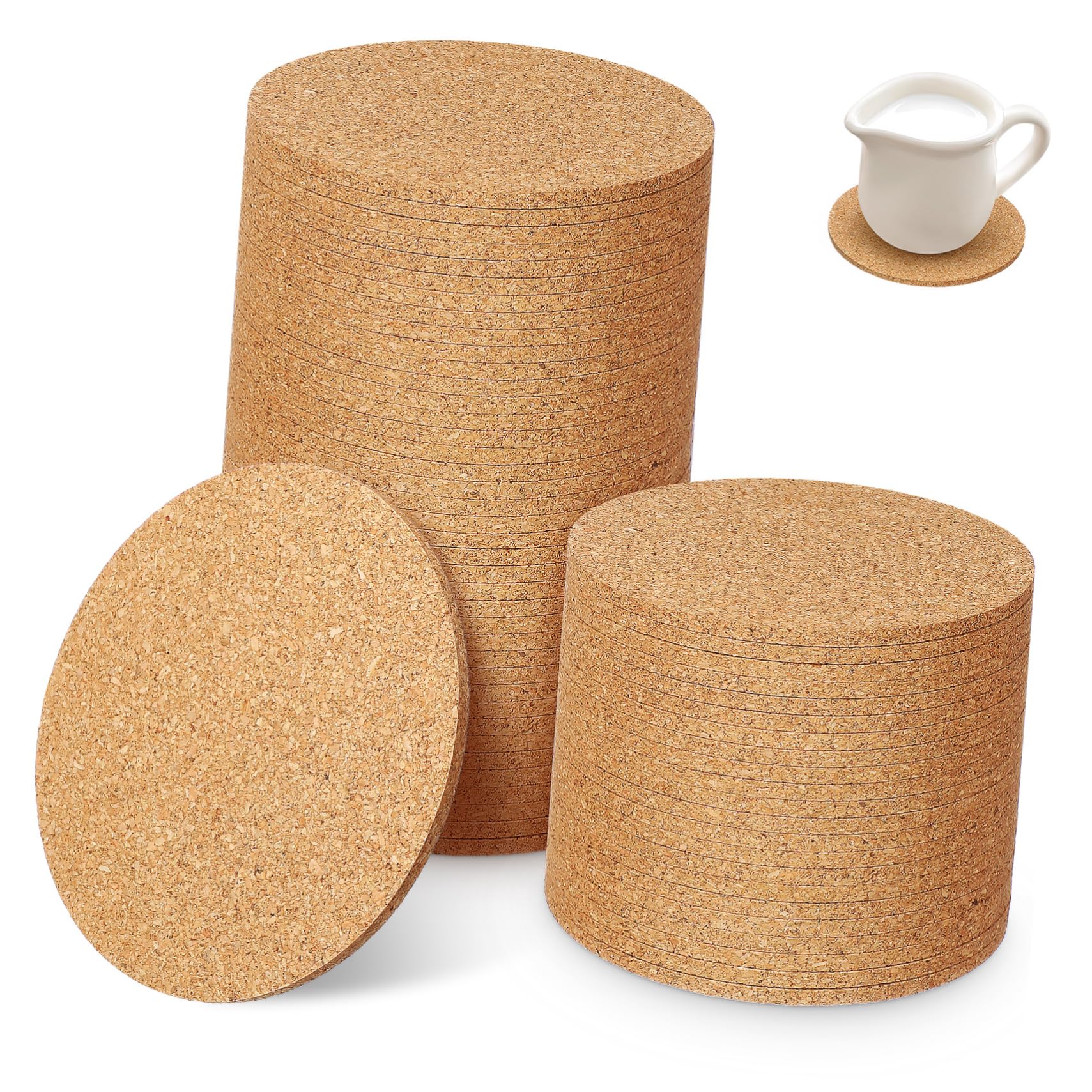 Runde Korkuntersetzer 100 Stück, Khaki, für Tassen und Teekannen