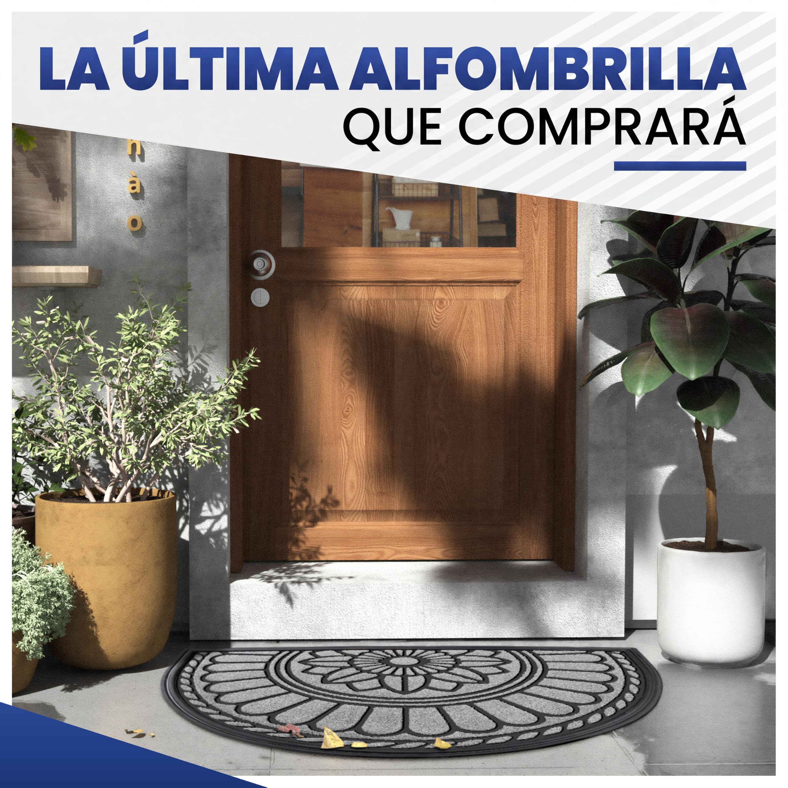Mibao Felpudo semicircular Exterior - Felpudo Entrada casa Resistente Gris
