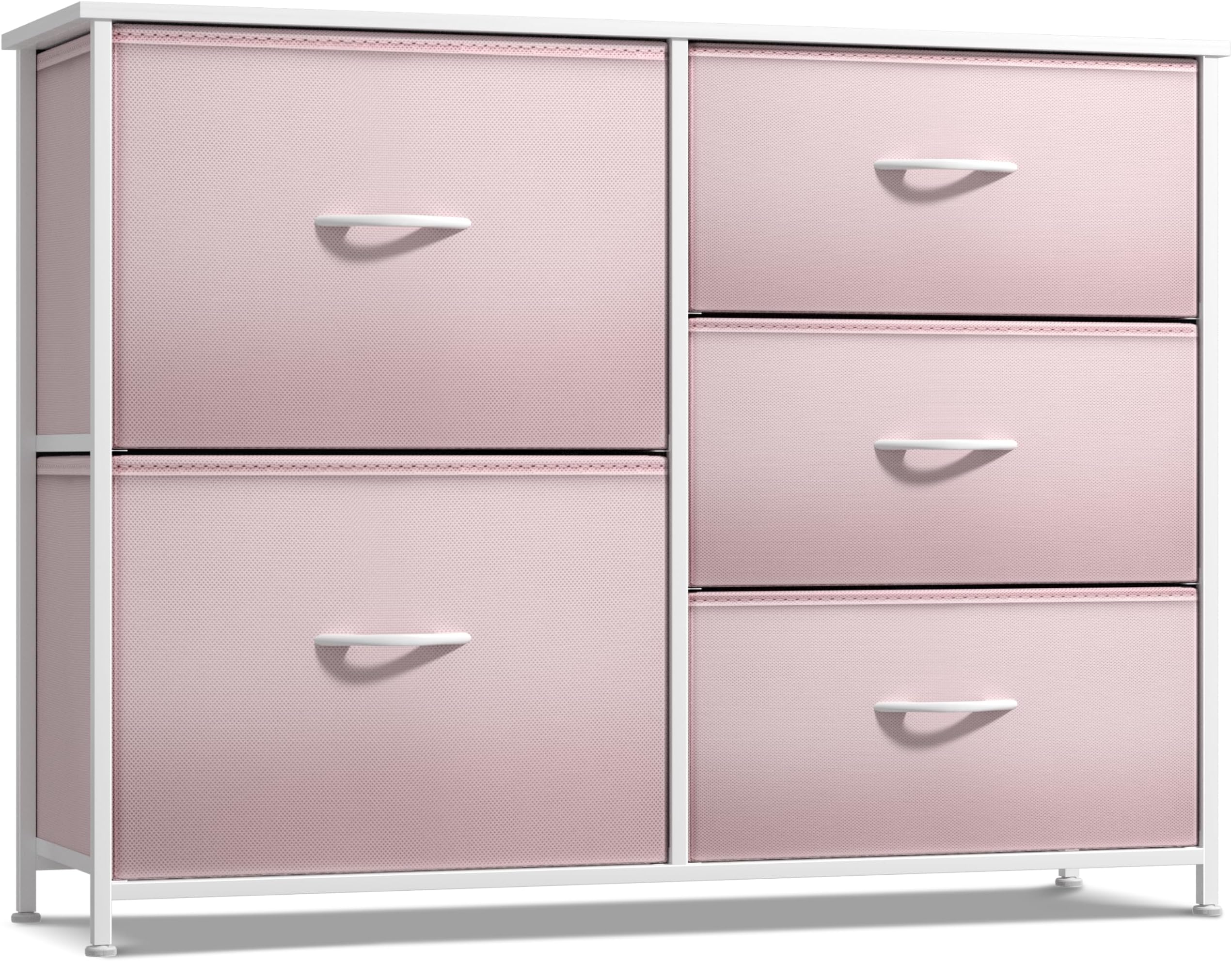 Kids Dresser with 5 Drawers - Storage Chest Organizer Unit with Steel Frame, Wood Top & Handles, Tie-dye Fabric Bins for Clothes - Wide Furniture for Bedroom Hallway Kids Room Nursery & Closet