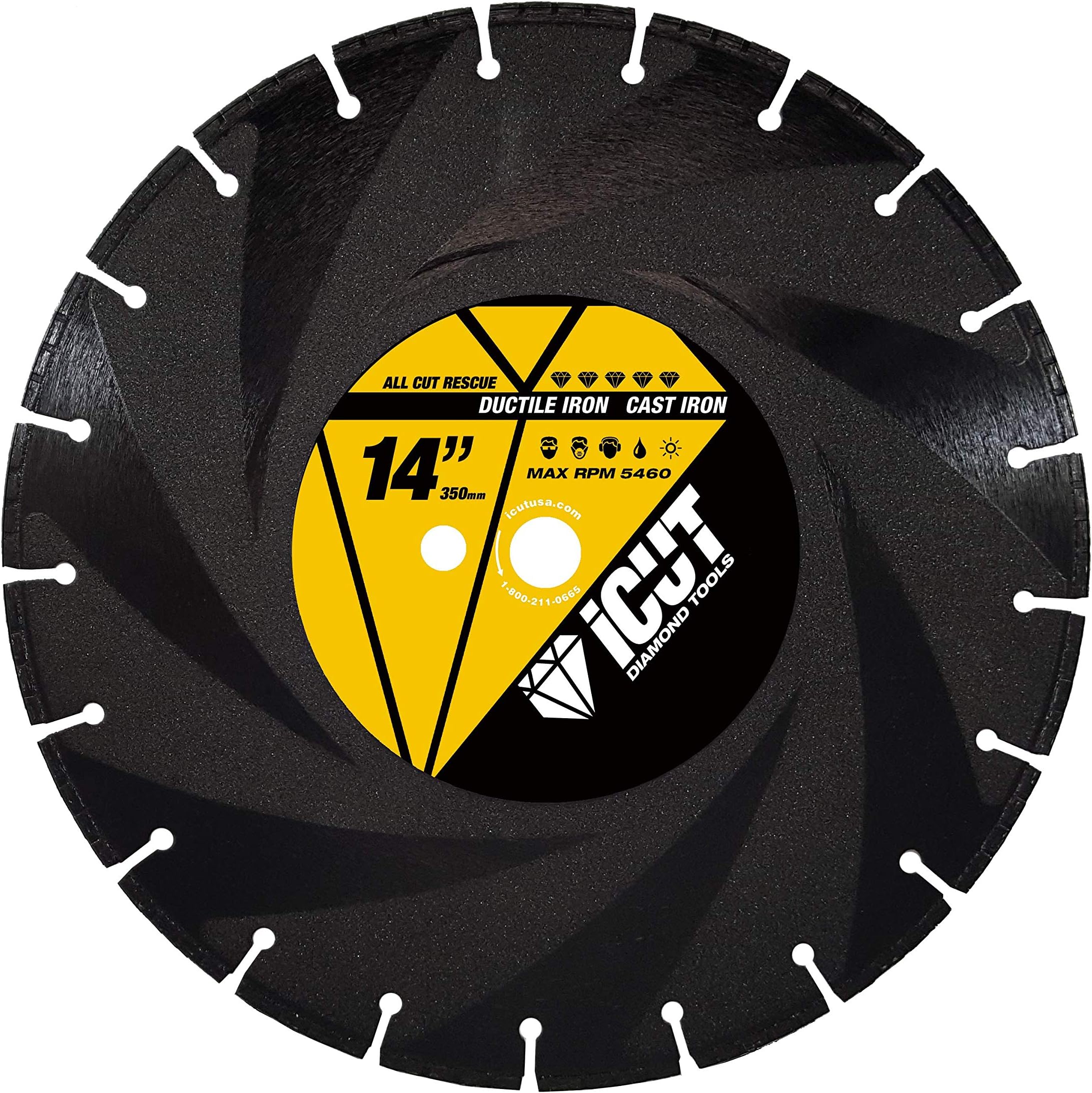 iCUT 12" Ductile Iron Electroplated Premium Turbo Diamond Blade - Laser Welded - for Cutting Cast Iron Pipe, Ductile Iron Pipe