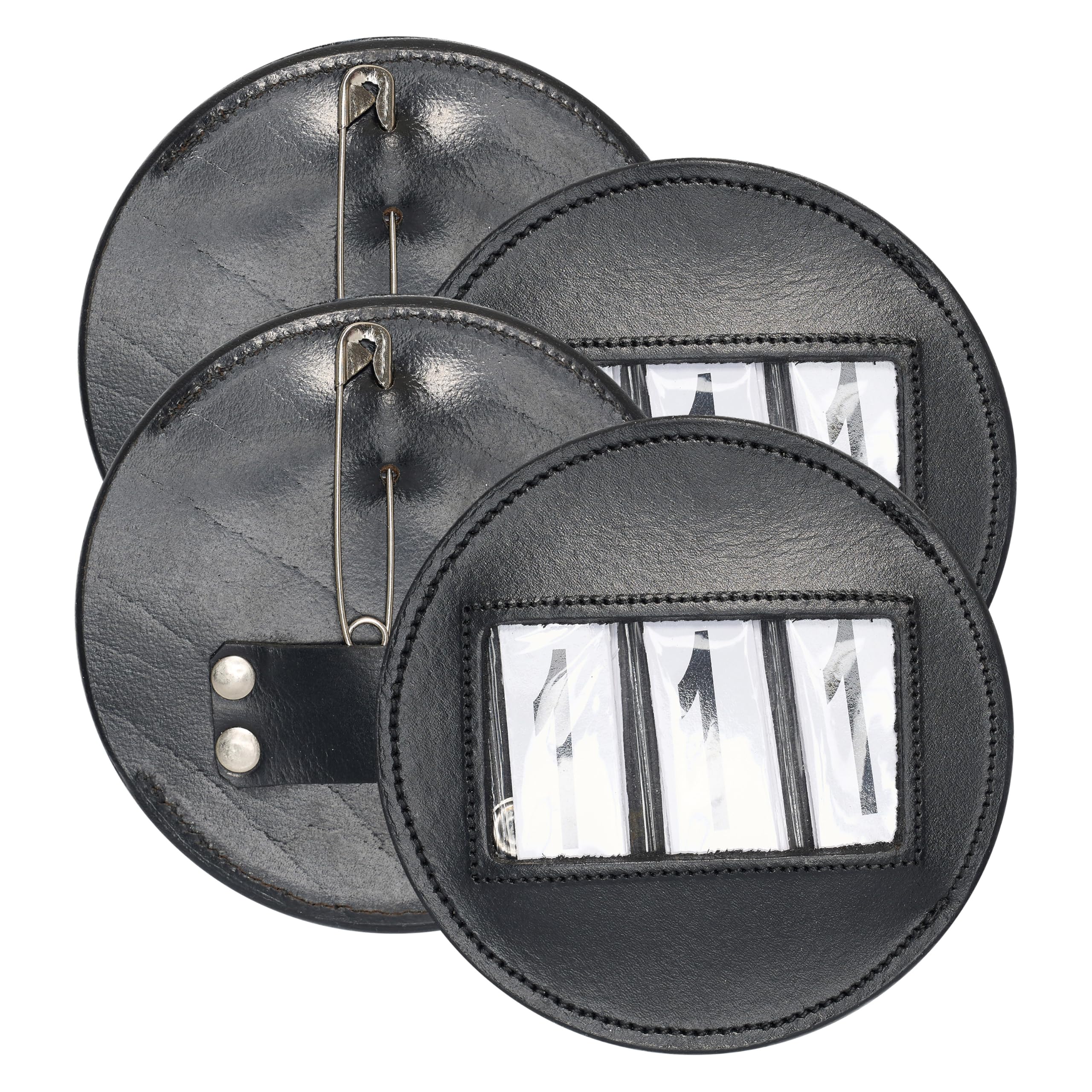 Imperial Riding IRH Round Tournament Number Holder Leather 3 Digit Set of 2 Black 1SIZE
