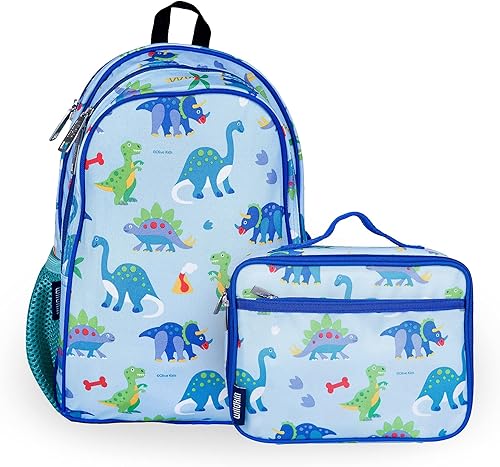 Wildkin Paquete de mochila para niños de 15 pulgadas con bolsa de almuerzo (Dinosaur Land)