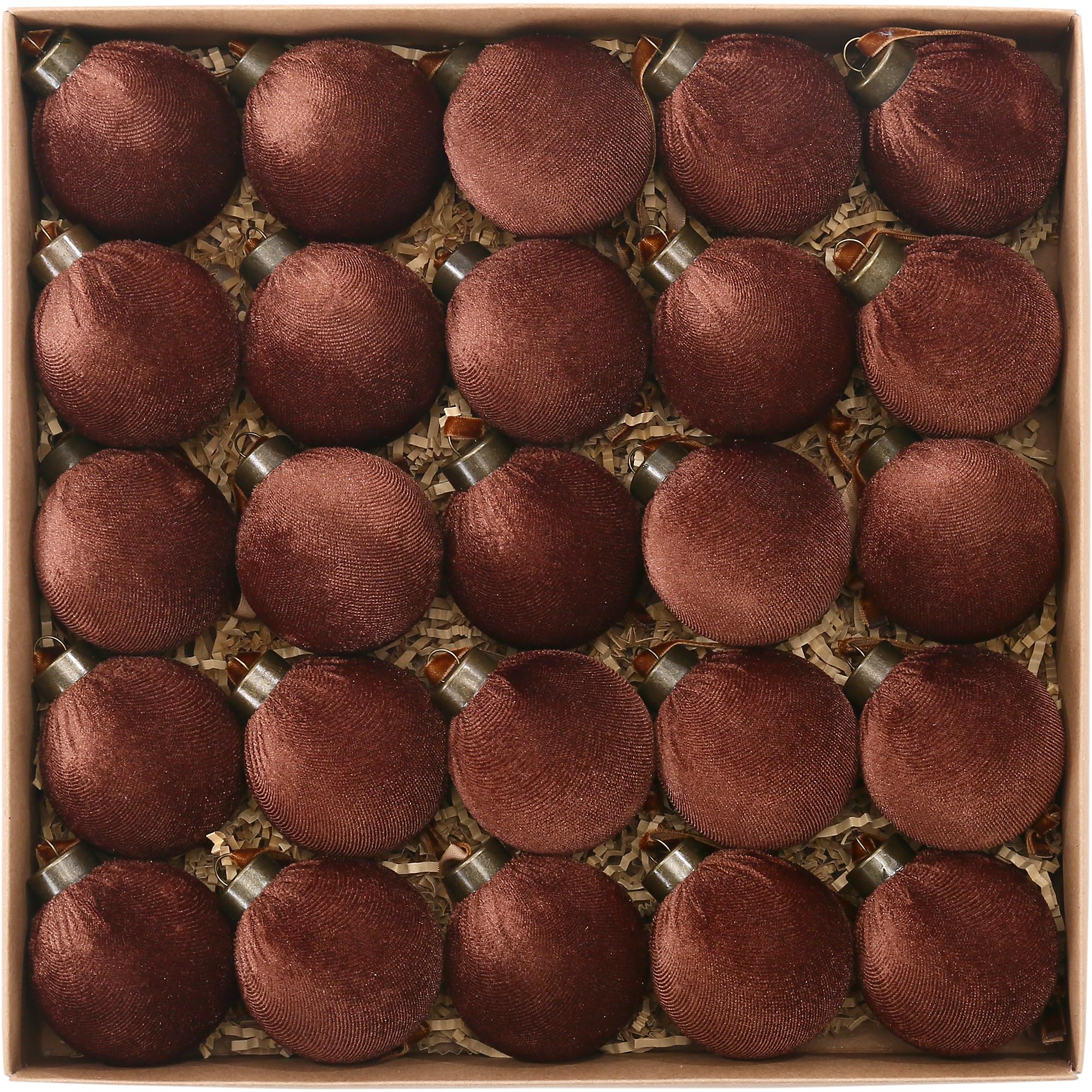 Sea Team 25-Pack Flocked Velvet Baubles 60mm Brown