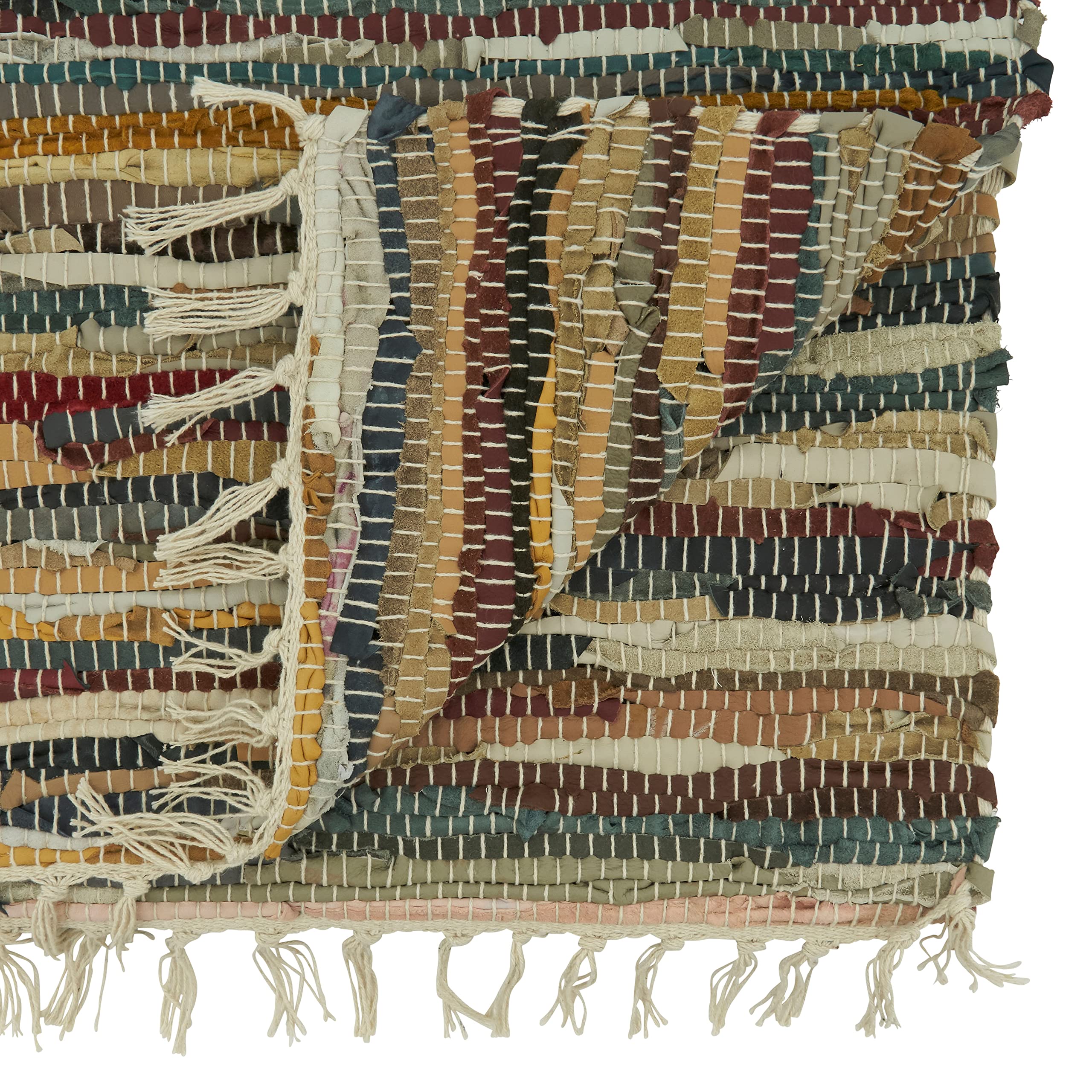SARO Lifestyle 8030.M1672B Taiga Collection - Camino de Mesa Multicolor a Rayas, 100% Cuero