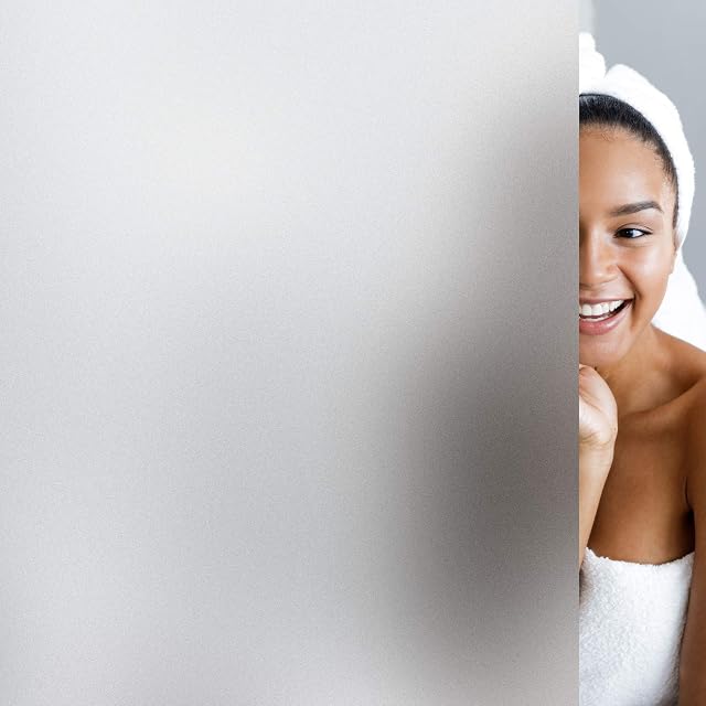 WAENLIR Privacy Window Film, Self Adhesive Frosted Glass Film, Static Cling Opaque Window Film for Home, Office, Bathroom(44.5x200 cm,White)