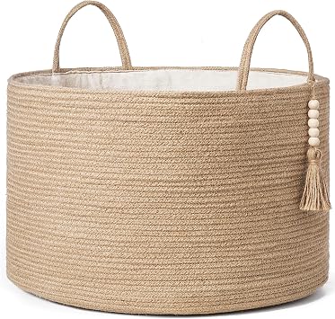 Mkono Extra Large Laundry Basket Woven Storage Baskets for Blankets Toys Clothes Organizer, Decorative Clothes Hamper 21.7" x