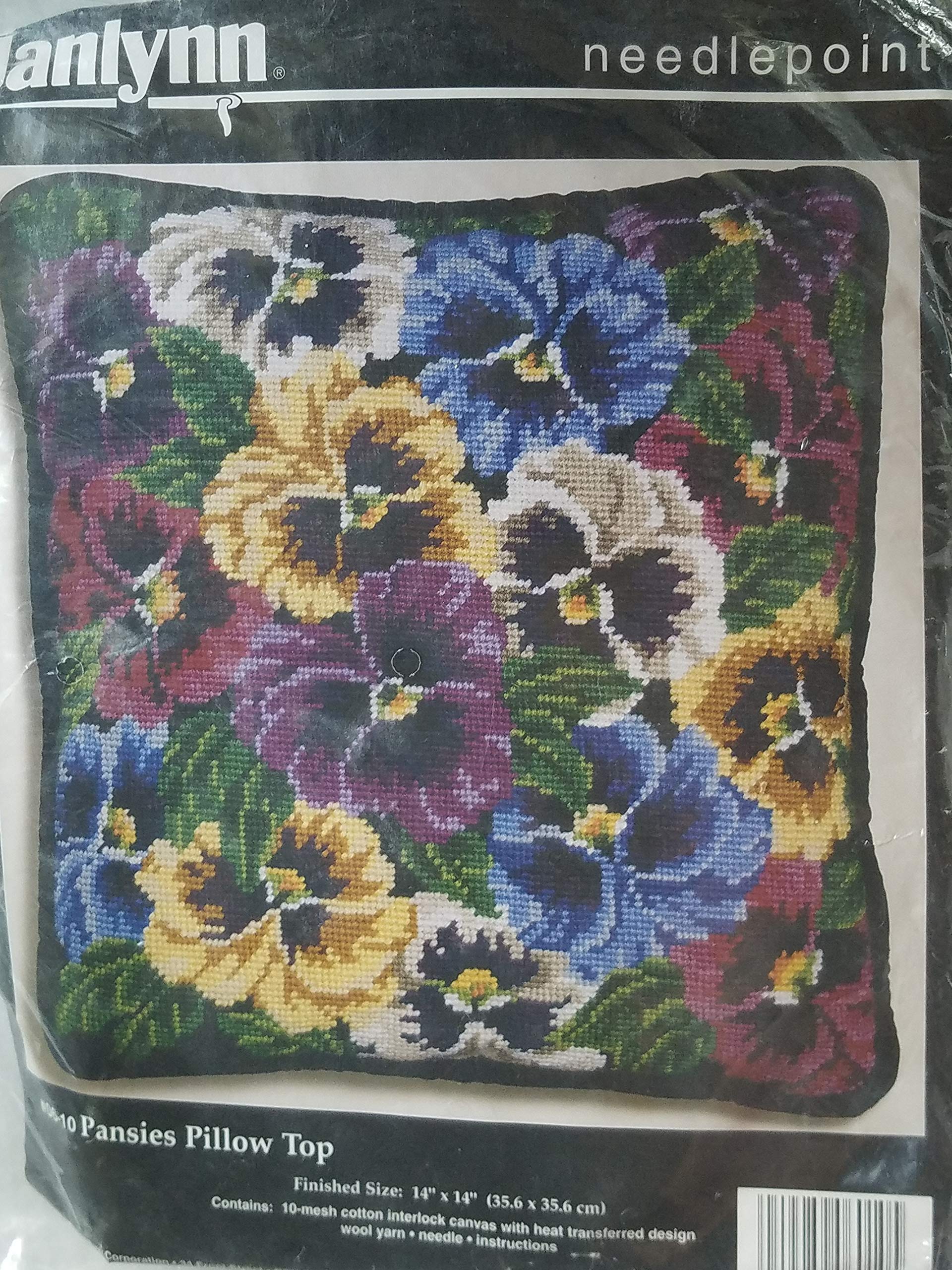 Janlynn Pansies Pillow Top Needlepoint Kit 06-10