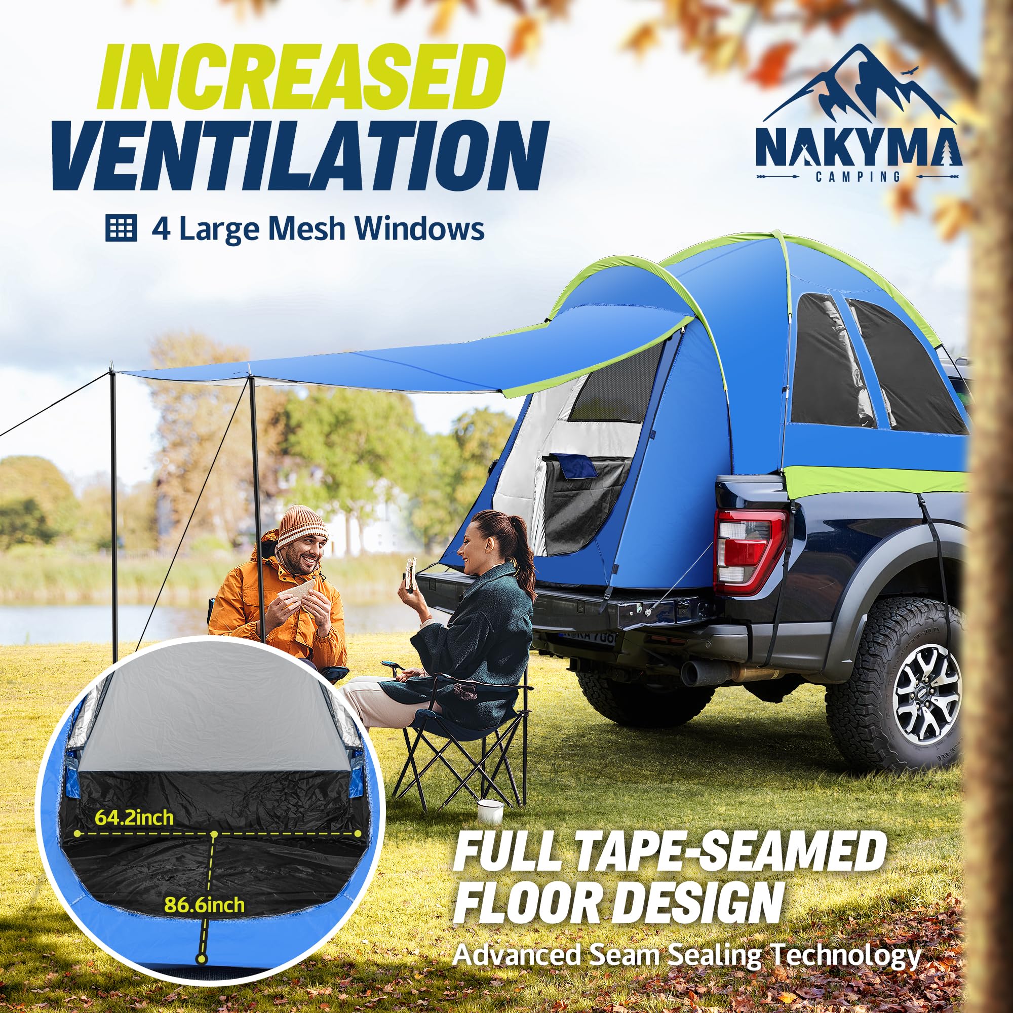 Truck Bed Tent Pickup For Camping - Waterproof 2 Person Tent Fits 5.0-5 ...