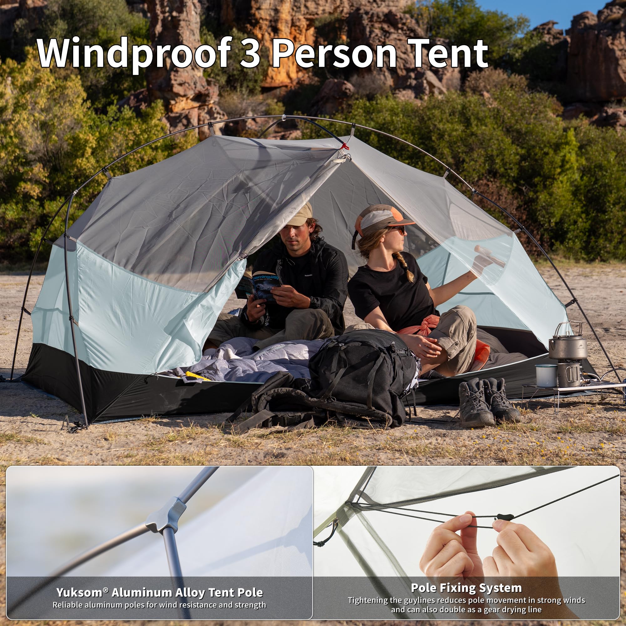 Naturehike Mongar Base Tenda da campeggio 2-3 persone ultraleggera impermeabile trekking