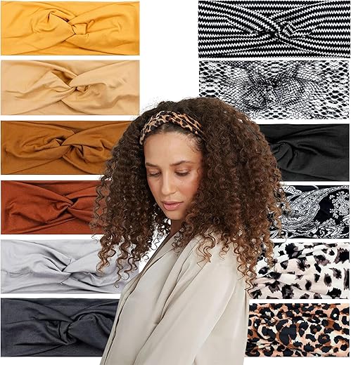 LOTUS78 12 Pack Headbands for Women Yoga Elastic Hair Bands Workout Running Sport Non Slip Sweat Hair Wrap for Girls(Feel Icon)