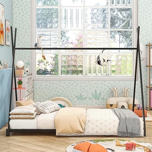 SOFTSEA Marco de cama con plataforma de cama de piso doble con estructura triangular