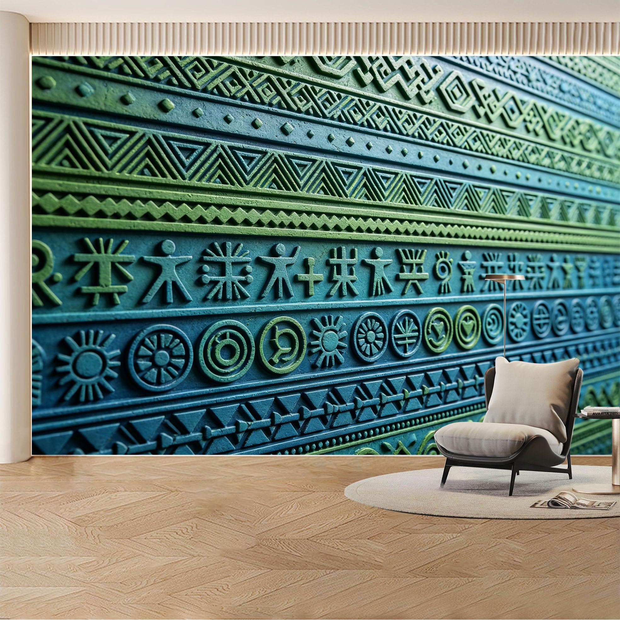 Custom Wall Mural Wallpaper Tribal Pattern Design Removable SelfAdhesive Large Photo for Living Room， Bedroom， Office， Modern 3D Effect Boho Style Decor