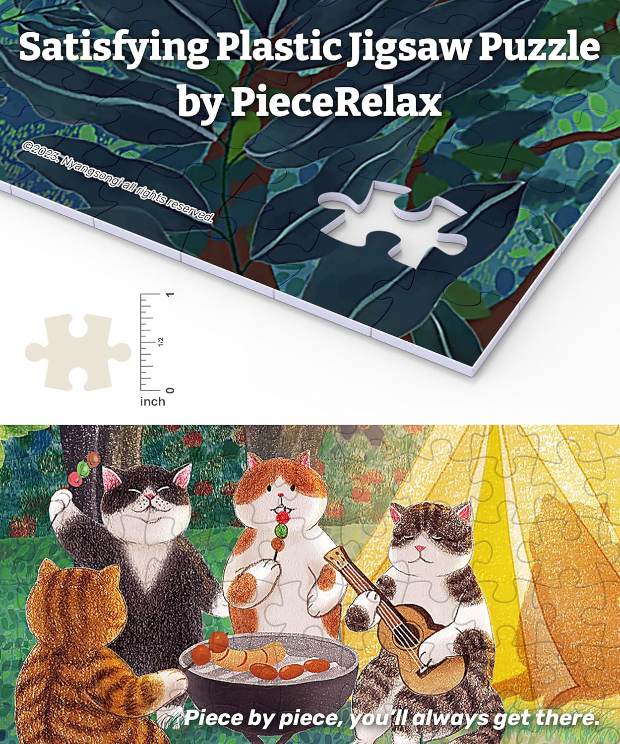 PieceRelax PieceClicks Plastic Jigsaw Puzzle for Adults 1000 Pieces - Nyangsongi - Camping Holiday - 25.2 X 18.9 Inches, Most Satisfying Table Games, No Glue Needed [U1057]