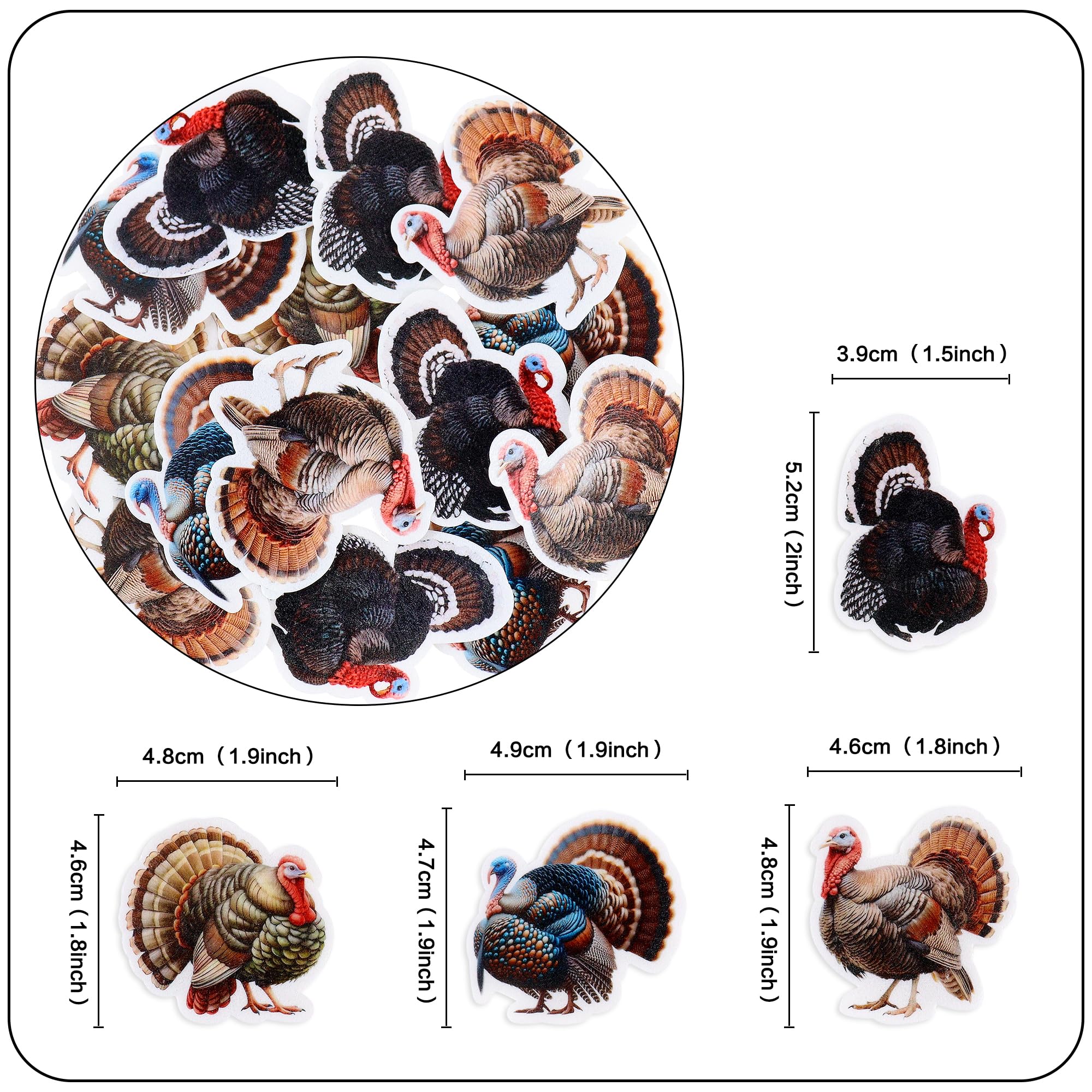 Ercadio Confezione da 48 topper commestibili per cupcake del Ringraziamento, decorazioni per torte di tacchino per feste a tema Happy Thanksgiving Day