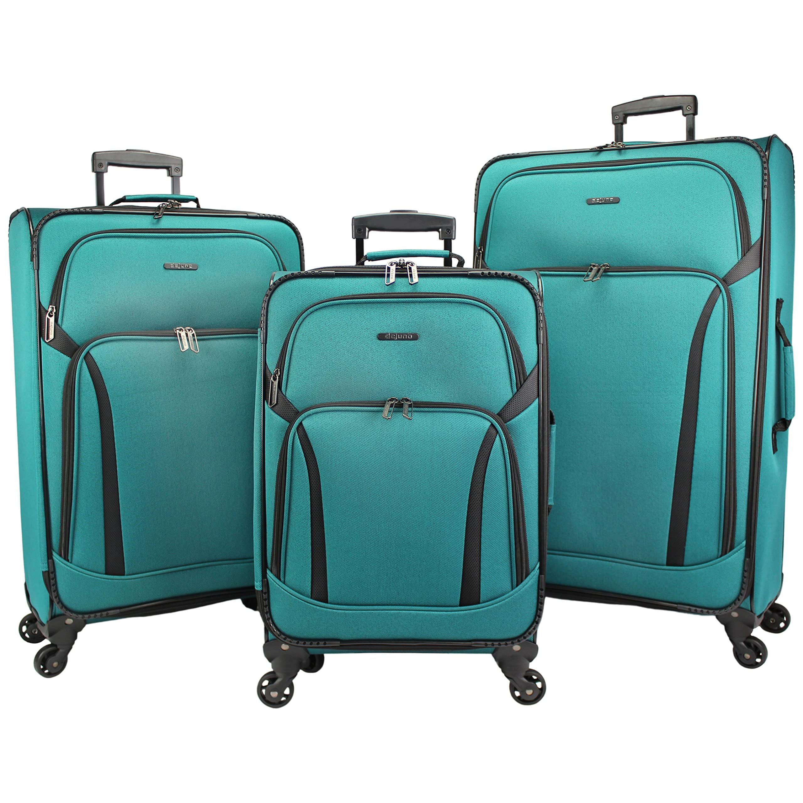 Dejuno Oslo Lightweight Expandable Spinner Luggage, Teal, 3-Piece Set