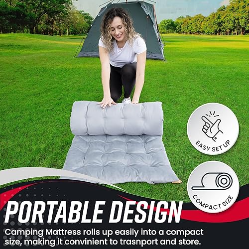 Miniatura 9 de VaygWay Colchón plegable para catre y cuna para acampar al aire libre, suave, cómodo, ligero, grueso, de algodón, para senderismo, viajes,