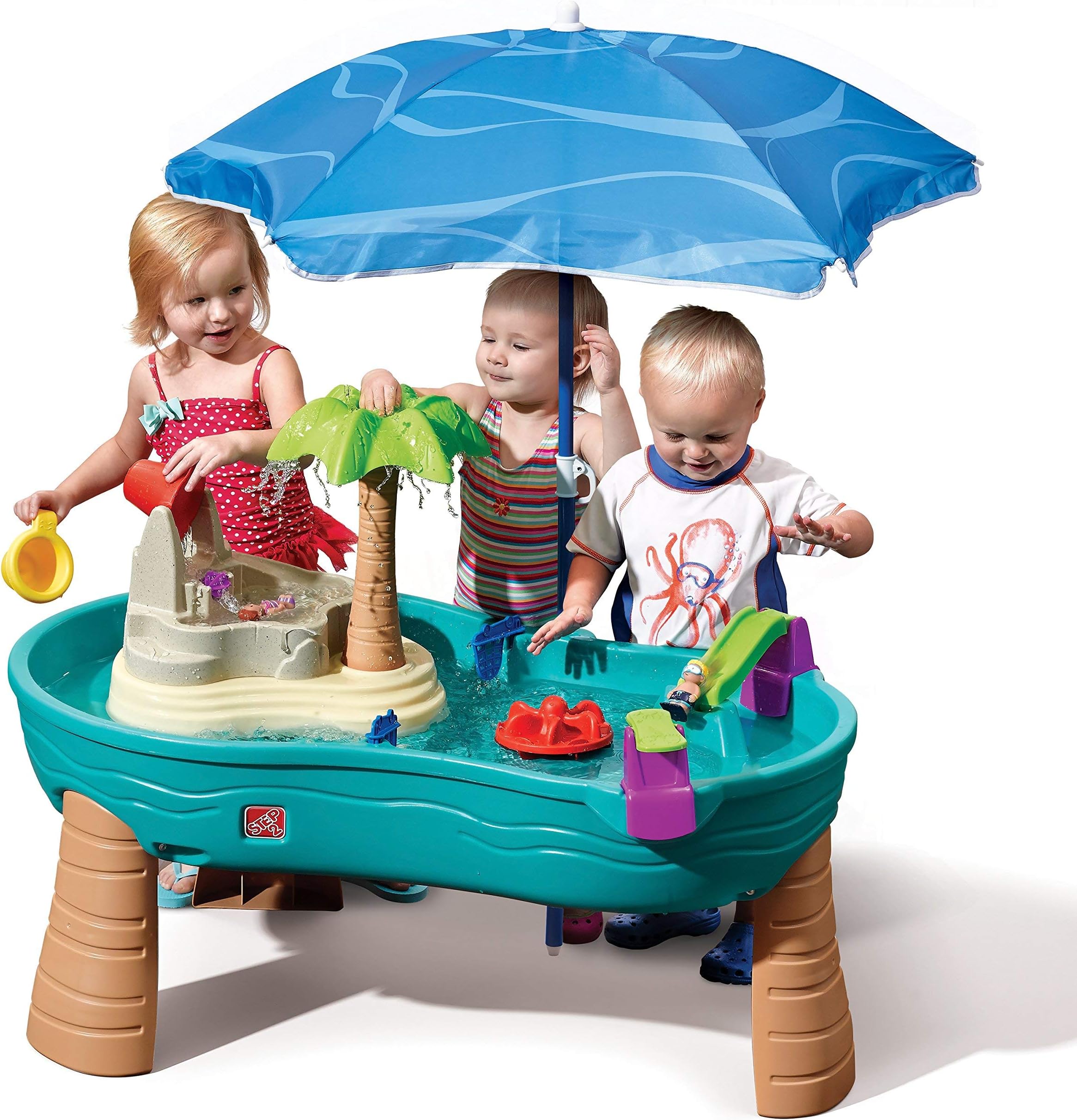Step2 Splish Splash Seas Water Table | Kids Water Table with Umbrella & 10-Pc Accessory Set