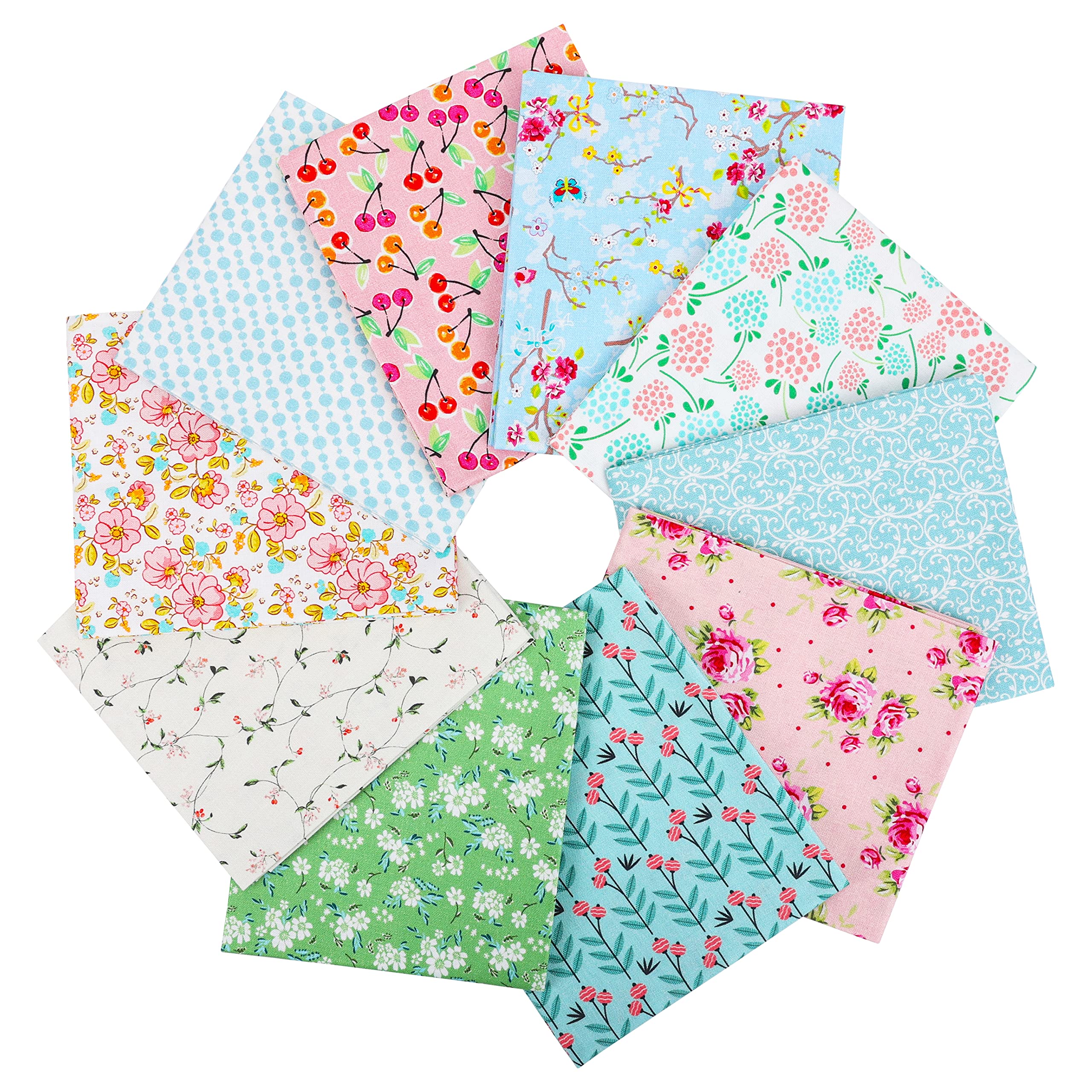 Craftido 10pcs 18”x21”(46x53cm) Fat Quarters Fabric Bundles - Medium Weight 145g - 100% Cotton Fabric for Quilting, Sewing, Patchwork, DIY and Handmade Crafts - SweetOEKO-TEX STANDARD 100