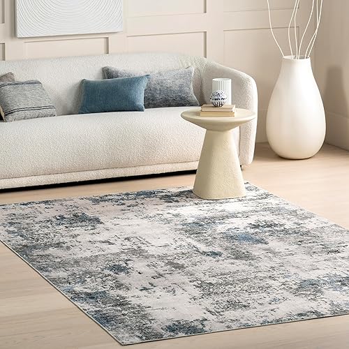 Miniatura 6 de nuLOOM Dali - Alfombra de área de diseño abstracto moderno, lavable a máquina, 2 pies 6 pulgadas x 10 pies, color gris