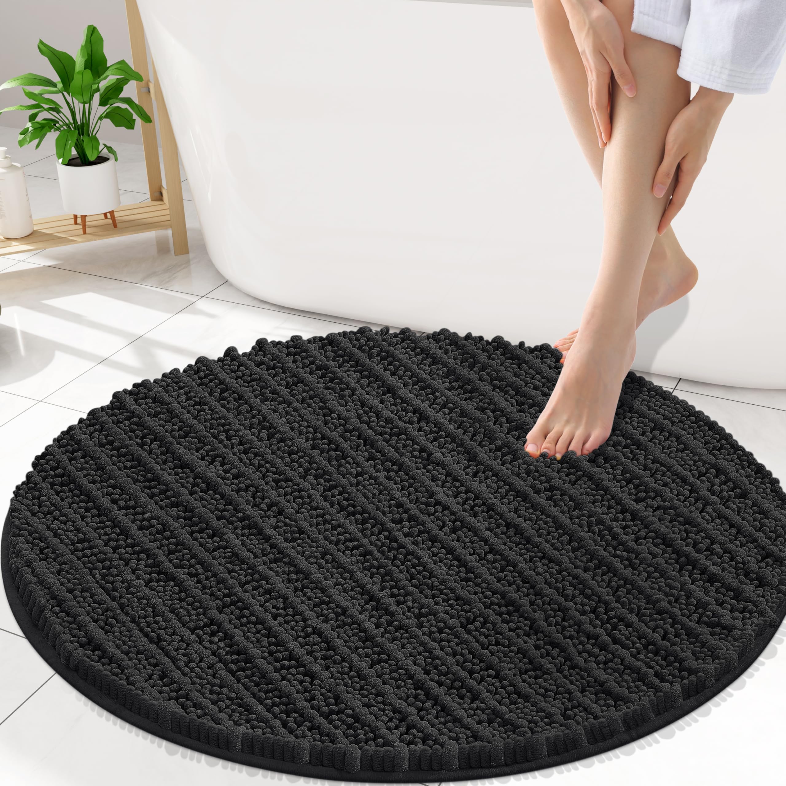 Smiry Bathroom Rugs Round 30X30, Extra Soft Rubber Backing Bath Mats