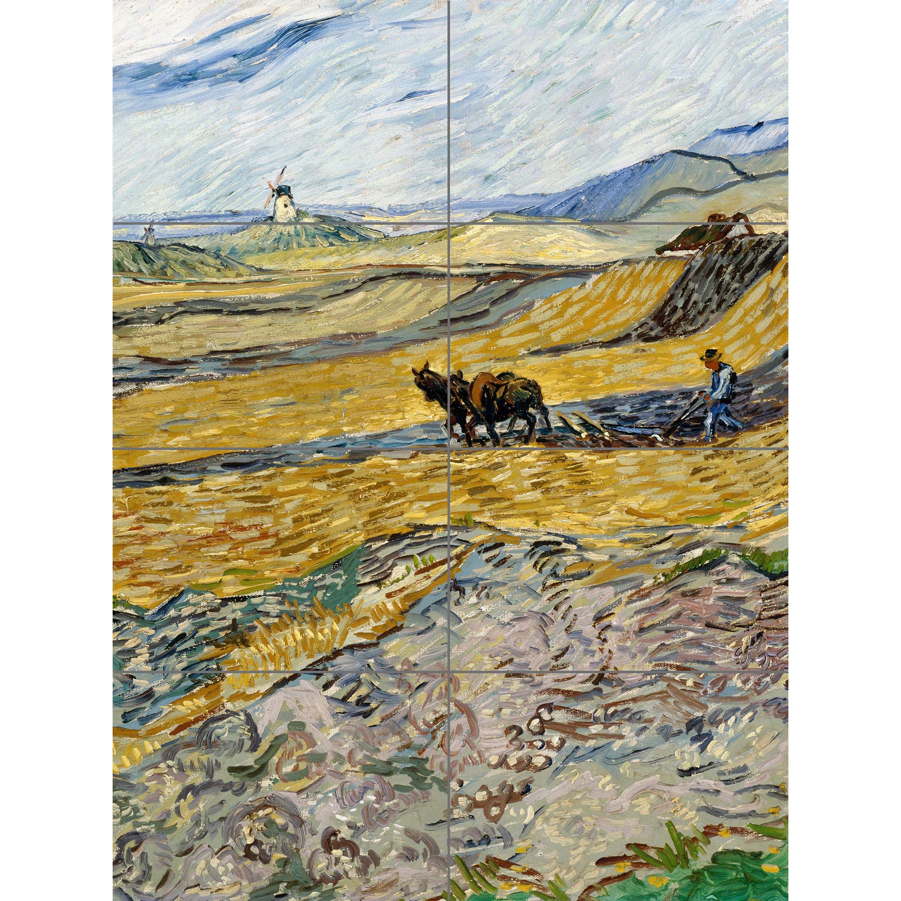Artery8 Van Gogh Enclosed Field Ploughman Painting XL Giant Panel Poster (8 Sections)
