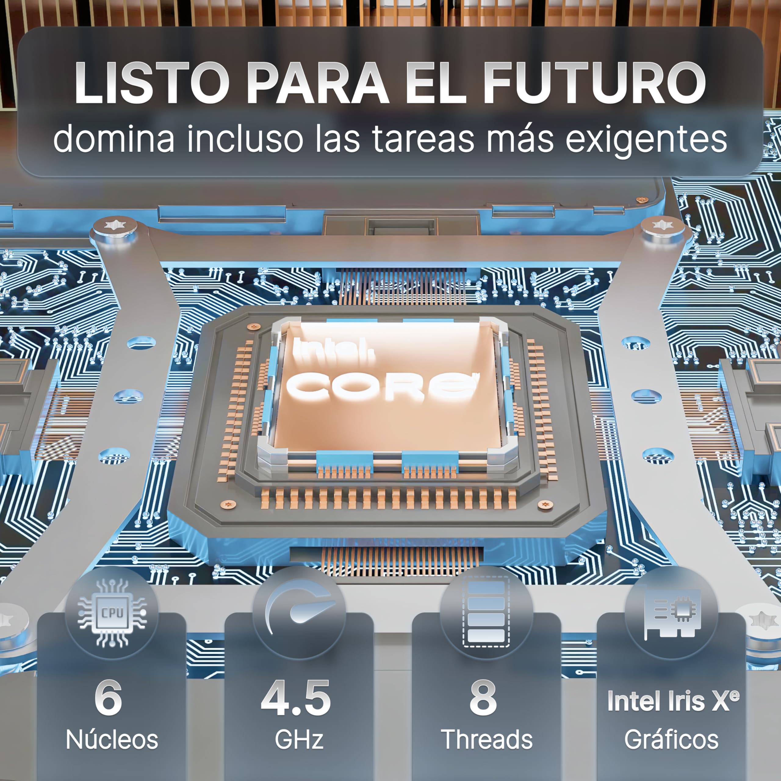 Pro Intel® Core-i3 12ª Gen. • Mini Ordenador de sobremesa NUC 12 Pro • 6 núcleos, hasta 4,4GHz • 8 GB RAM, 256 GB SSD • WiFi 6E, BT 5.3, TB 4 • Windows 11 Pro • Mini Ordenador de sobremesa