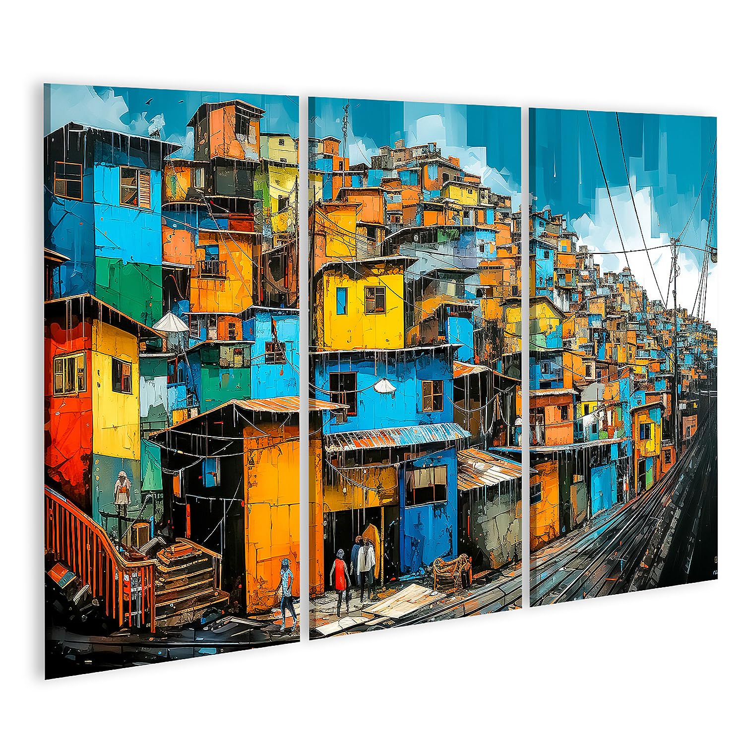 islandburner Tableau sur toile Favelas Maisons Colorées Pauvres Amérique Du Sud Cadre Affiche Poster Murale Tableaux
