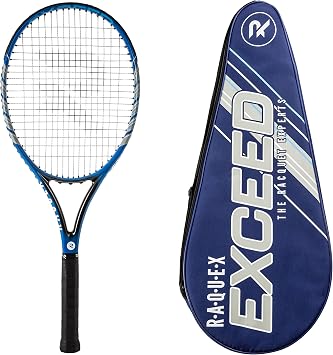 Raquex Exceed Tennis Racket   Carbon Fibre Tennis Racquet with Full Length Cover/Bag   Adult Tennis Racket for Men and Women - 27 Inch