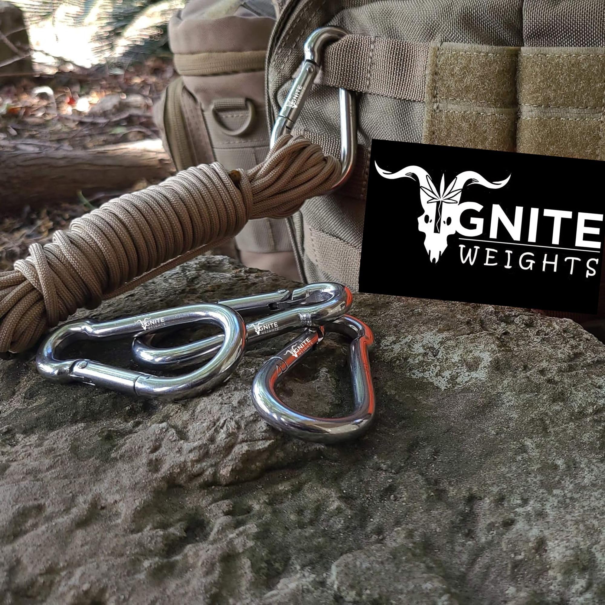 IGNITE WEIGHTSยฎ Heavy Duty, Stainless Steel Carbiner Clip Snaphook-3.16Inch Safety Lock Cable Attachment, Keychain, Hook Swing Connector, (Silver) Pack of 4 4