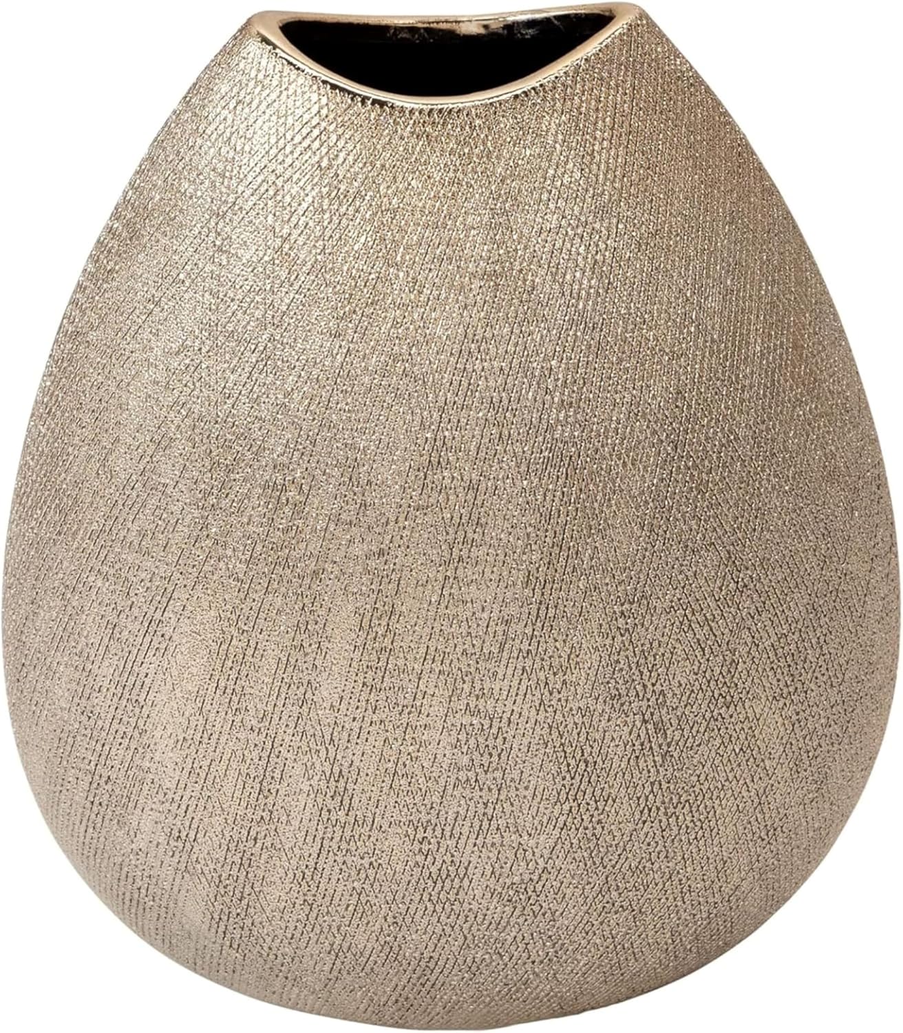 Decorative Table Vase for Home Decor – Modern Ceramic Accent with Glam Metallic Finish, Stylish Centerpiece for Flower Arrangements on Dining Table, Shelf, or Entryway Console Display – 11", Silver