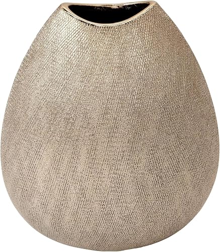 Decorative Table Vase for Home Decor – Modern Ceramic Accent with Glam Metallic Finish, Stylish Centerpiece for Flower Arrangements on Dining Table, Shelf, or Entryway Console Display – 11", Silver
