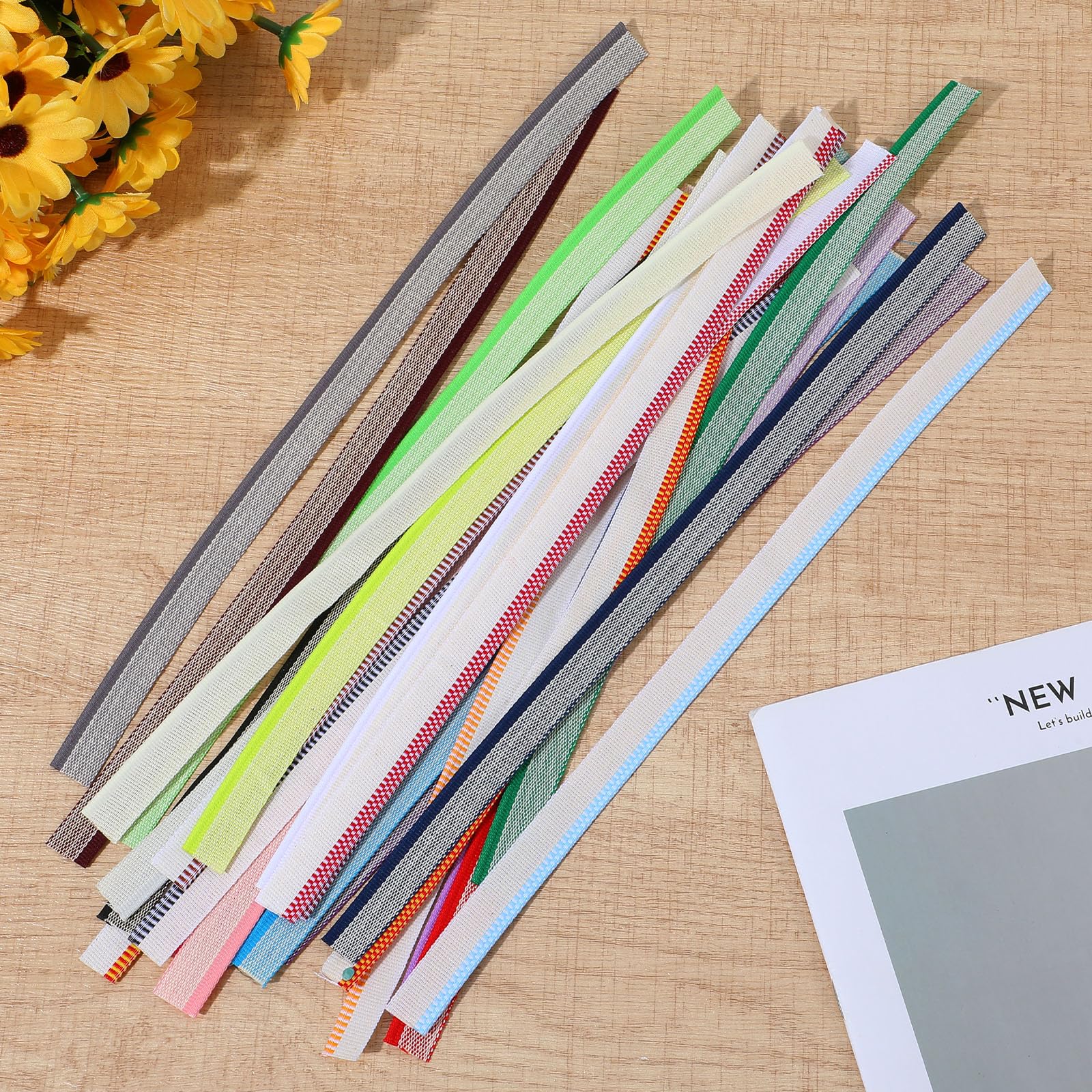 Buchbinder-Endbänder, 30 x 1,3 cm breit, Baumwoll-Buchstützen-Materialien, zuschneidbare Buchbindungs-Sets für Anfänger, Schulbedarf, 52 Stück (mehrfarbig)