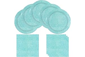 Enticing Teal and Silver 40-Piece Party Supplies Set: Plates and Napkins for Memorable Celebrations