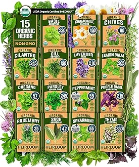 HOME GROWN Herb Seeds Non GMO, Heirloom 2,500+ Non GMO High-Germinating Heirloom Seeds for Planting Indoor Outdoor Herb Garden Hydroponics Garden Seeds, Basil Cilantro & More