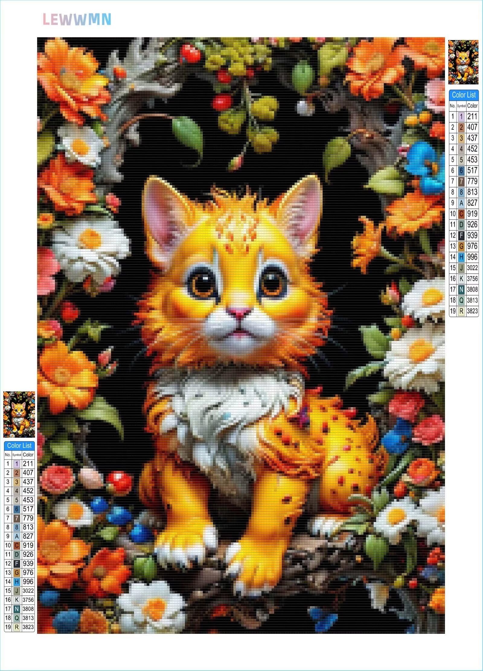 5D DIY Diamante Art Pintura kit Completo, Diamond Painting Adultos Niños Rhinestone Bordado de Punto de Cruz Artes Pintura Painting,Cuadros Decor para Cuarto, Sala de Estar - (Flores de tigre) 60x90cm