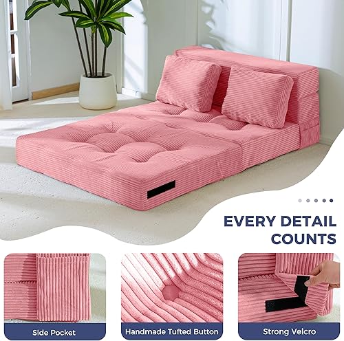 Miniatura 5 de MAXYOYO Sofá cama convertible, sofá cama plegable con almohada, sofá plegable 4 en 1, sofá cama plegable copetudo, sofá cama de espuma para el